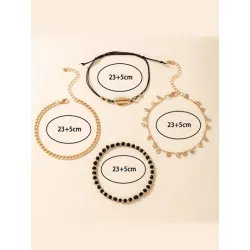 4 piezas/set Pulsera tobillera con diseño de concha