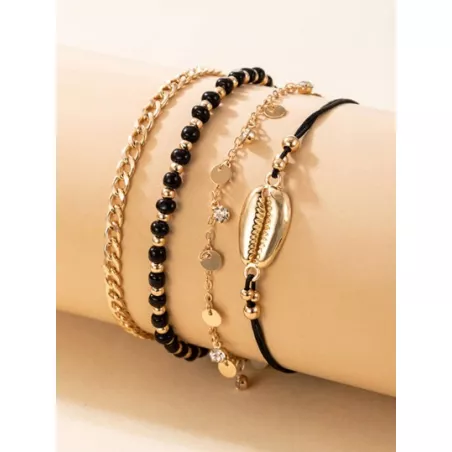 4 piezas/set Pulsera tobillera con diseño de concha