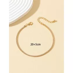 Pulsera tobillera de cadena con diseño de diamante de imitación