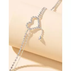 Pulsera tobillera con diamante de imitación con adorno de corazón