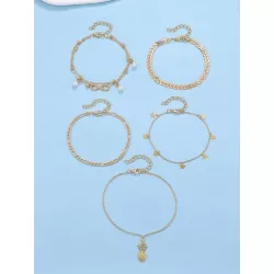 5 piezas/set Pulsera tobillera con estrella & con diseño de piña