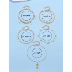 5 piezas/set Pulsera tobillera con estrella & con diseño de piña