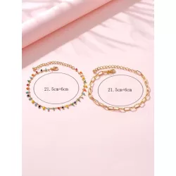 2 piezas/set Pulsera tobillera con diseño de cuenta