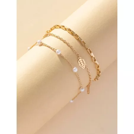 3 piezas/set Pulsera tobillera con diseño de concha