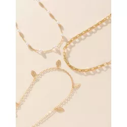 3 piezas/set Pulsera tobillera con diseño de concha