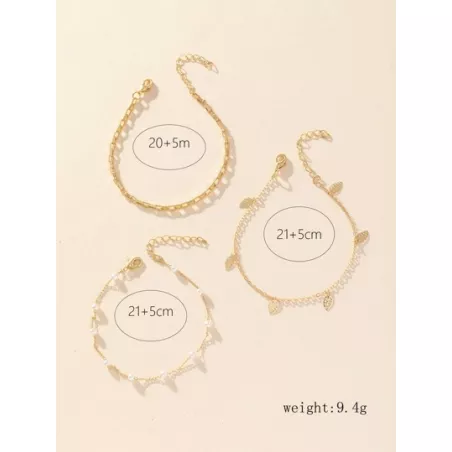 3 piezas/set Pulsera tobillera con diseño de concha