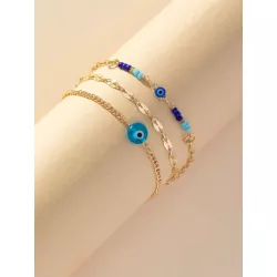 3 piezas/set Pulsera tobillera con diseño de ojo