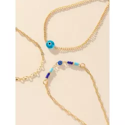 3 piezas/set Pulsera tobillera con diseño de ojo