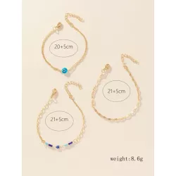 3 piezas/set Pulsera tobillera con diseño de ojo