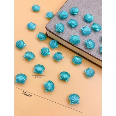 30 piezas ABS con perla artificial rosario con recto agujero , en forma de concha , para DIY Arete con Fabricación de joyas