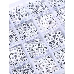 100 piezas/lote 6x6mm blanco cuadrado A-Z alfabeto con letra acrílico suelto Espaciador rosario para Fabricación de joyas DIY Pu