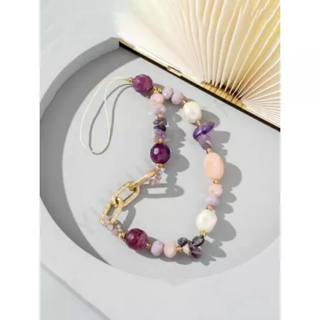 1 pieza Móvil creativo piedra natural & con cuentas de cristal accesorio