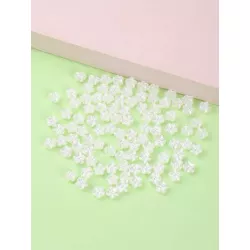 100 piezas Collar blanco cinco pétalos en forma de flor con perlas artificiales rosario para DIY con fabricación de pulseras