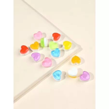 14 piezas de color mixto en forma de corazón de resina rosario con gelatina efecto para DIY Pendientes , Brazaletes , collares ,