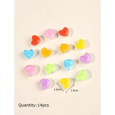 14 piezas de color mixto en forma de corazón de resina rosario con gelatina efecto para DIY Pendientes , Brazaletes , collares ,