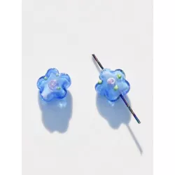 2 piezas/set Decoración azul de vidrio flor de ciruelo rosario para DIY