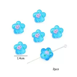 2 piezas/set Decoración azul de vidrio flor de ciruelo rosario para DIY