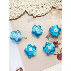 2 piezas/set Decoración azul de vidrio flor de ciruelo rosario para DIY