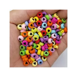 50 piezas/paquete 7mm diámetro unicolor acrílico con corazón rosario para DIY Collar , Pulsera , colgante haciendo