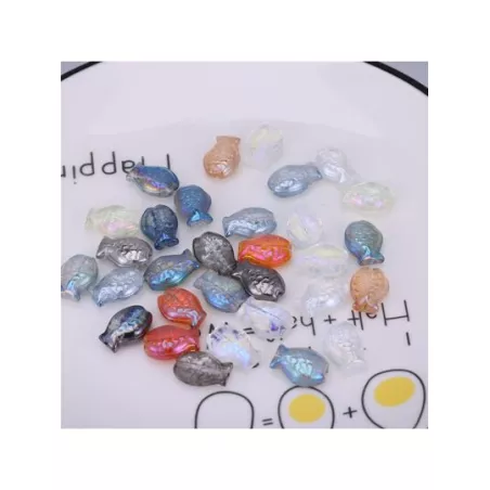 30 piezas 14*10mm de color mixto de vidrio en forma de pez rosario para DIY Pulsera , Arete , Collar , colgante haciendo