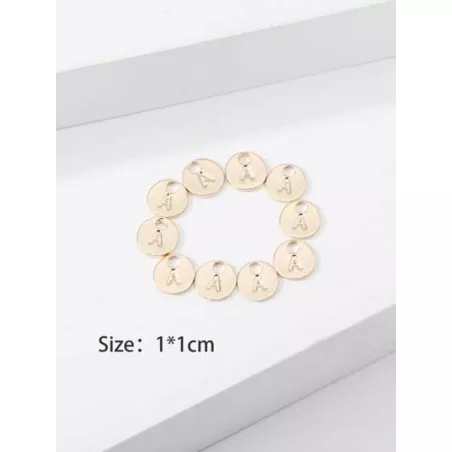 10 piezas/set Colgante DIY moda cobre de aleación doble faz con letra para la fabricación de joyas de bricolaje