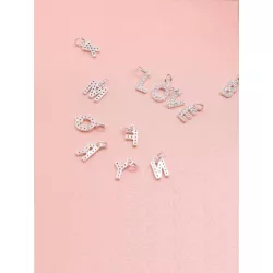 1 pieza Colgante DIY con diamante de imitación con letra