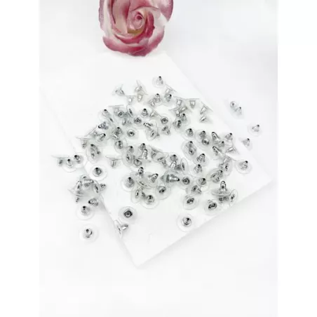 100 piezas Arete simple básico oreja para DIY , con anti-perdida oreja tapón