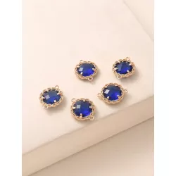 5 piezas púrpura de vidrio & cobre círculo doble ribete envuelto colgantes para Arete Pulsera enlace