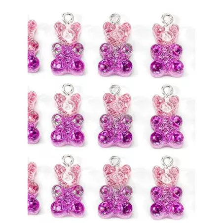 1 pieza de resina colgante hermoso rosado brillante oso caramelo colgante Accesorio diy para Collar , Arete