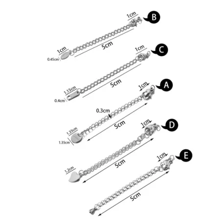 10 piezas/set/lote Colgante de acero inoxidable con cierre de langosta, cadena extensora, fabricación de joyería DIY, pulsera y
