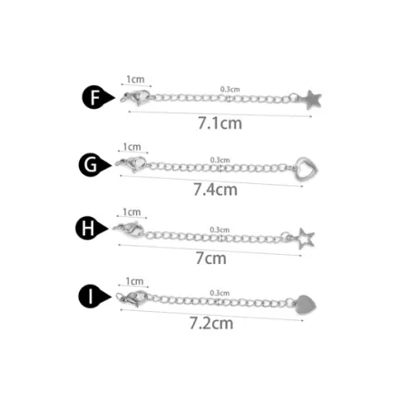 10 piezas/set/lote Colgante de acero inoxidable con cierre de langosta, cadena extensora, fabricación de joyería DIY, pulsera y