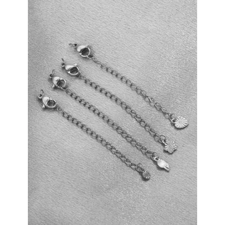 10 piezas/set/lote Colgante de acero inoxidable con cierre de langosta, cadena extensora, fabricación de joyería DIY, pulsera y