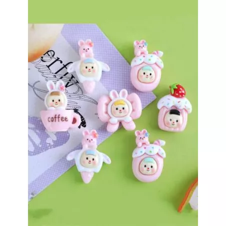 10 piezas mezcla aleatoria con figura de dibujos animados DIY Arete , Accesorio de pelo , Bisutería de resina Accesorio decorati