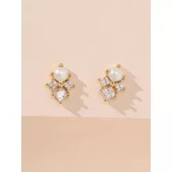 Pendientes de tachuela zirconia cúbica plata