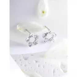 Pendientes de tachuela flor zirconia cúbica