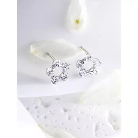 Pendientes de tachuela flor zirconia cúbica