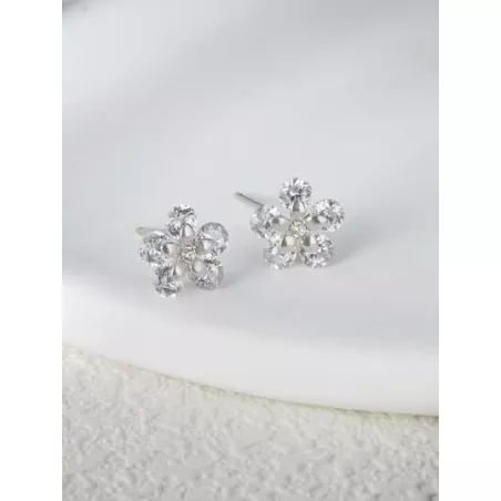 Pendientes de tachuela flor zirconia cúbica