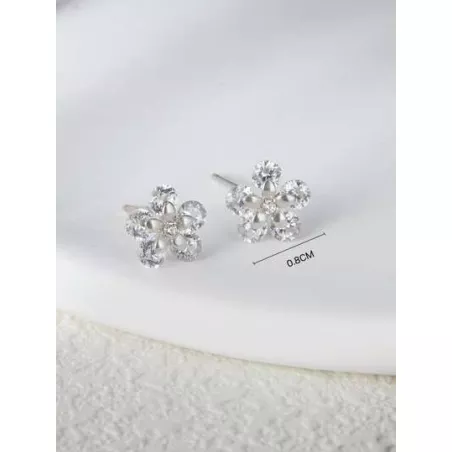 Pendientes de tachuela flor zirconia cúbica