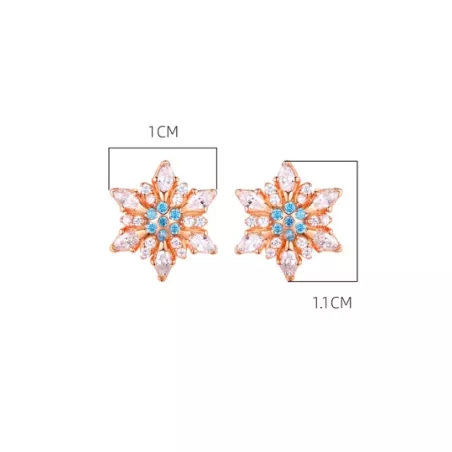 Pendientes de tachuela zirconia cúbica copo de nieve plata