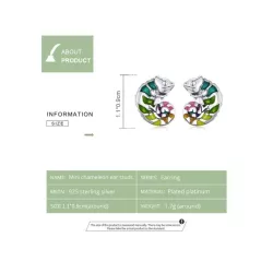 1 par de pendientes de tuerca de camaleón únicos Multicolor para mujer, joyería fina de plata de ley, regalos de uso diario