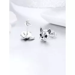 1 par Aretes pequeños, S925 Perro Bulldog francés Animal, para joyería de mujer