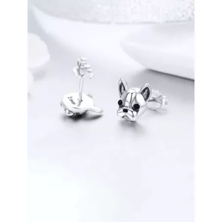 1 par Aretes pequeños, S925 Perro Bulldog francés Animal, para joyería de mujer