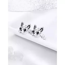 1 par Aretes pequeños, S925 Perro Bulldog francés Animal, para joyería de mujer