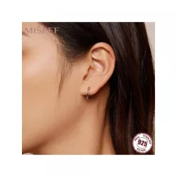 2023 nuevo 1 par individualidad S925 plata blanco simple circular elemento clásico moda Arete para mujeres elegante diseño Bisut