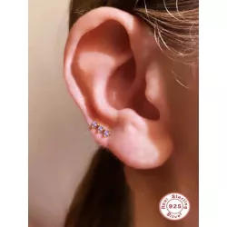 Pendientes de tachuela zirconia cúbica plata