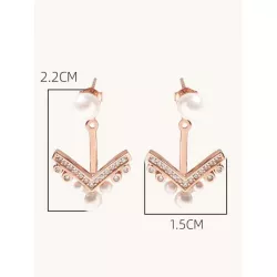 1 par Pendientes chaqueta atractivo zirconia cúbica & perla cultivada adorno plata para mujeres para decoración diaria