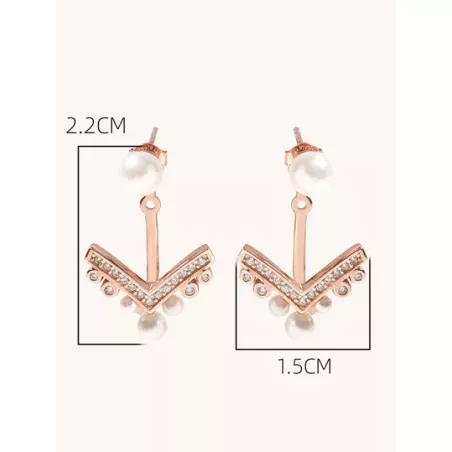 1 par Pendientes chaqueta atractivo zirconia cúbica & perla cultivada adorno plata para mujeres para decoración diaria