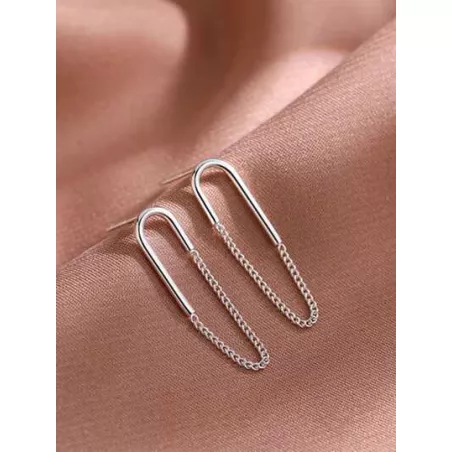 1 par de moda Pin de seguridad plata Pendientes de tachuela para mujeres para decoración diaria