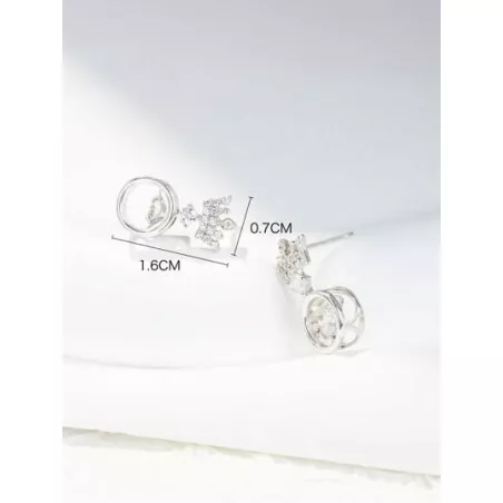 Pendientes de tachuela adorno zirconia cúbica plata