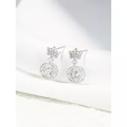 Pendientes de tachuela adorno zirconia cúbica plata